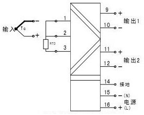 單路熱電偶/熱電阻輸入，雙路輸出（一進(jìn)二出）