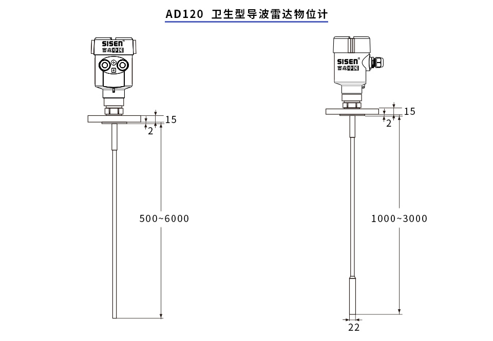 AD120衛(wèi)生型導(dǎo)波雷達(dá)物位計產(chǎn)品尺寸